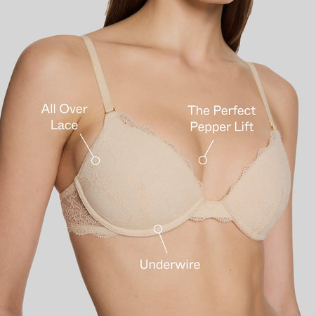 All Over Lace Lift Up Bra Sand - Image 2