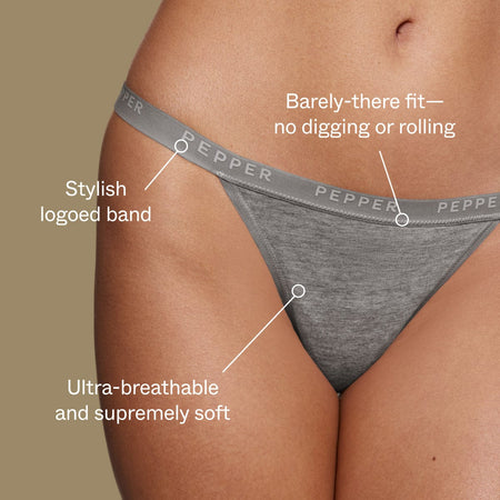 Supima® Cotton String Thong Heather Grey - Image 2